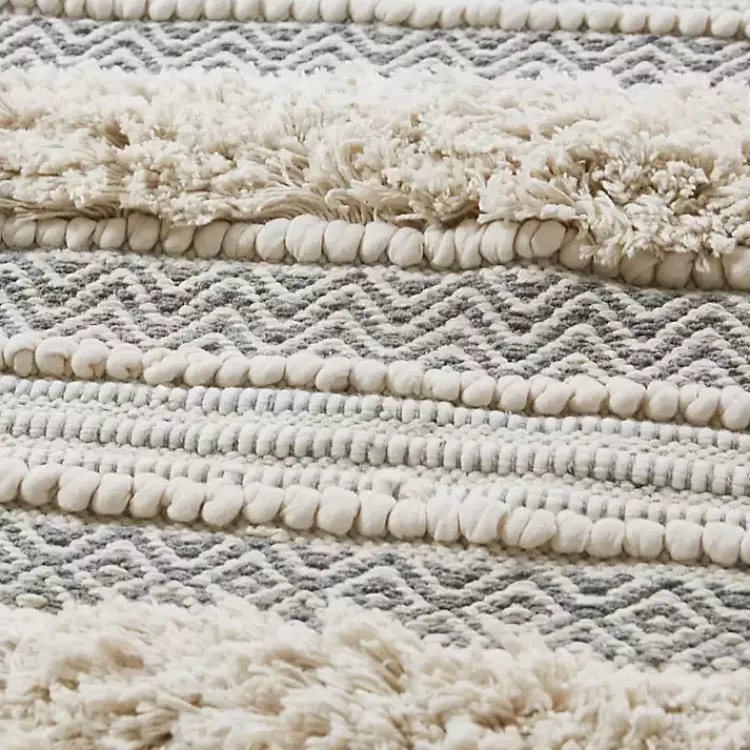 Kirklands Home Bathroom Rugs|Tufted Stripes Woven Bath Runner Gray