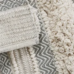 Kirklands Home Bathroom Rugs|Tufted Stripes Woven Bath Runner Gray
