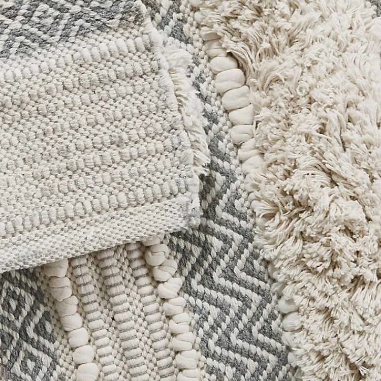 Kirklands Home Bathroom Rugs|Tufted Stripes Woven Bath Runner Gray