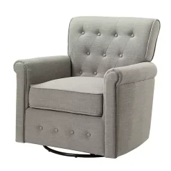 Kirklands Home Accent Chairs|Tufted Swivel Armchair Gray