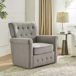 Kirklands Home Accent Chairs|Tufted Swivel Armchair Gray