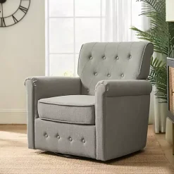 Kirklands Home Accent Chairs|Tufted Swivel Armchair Gray