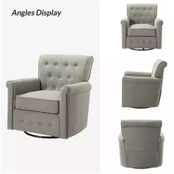 Kirklands Home Accent Chairs|Tufted Swivel Armchair Gray