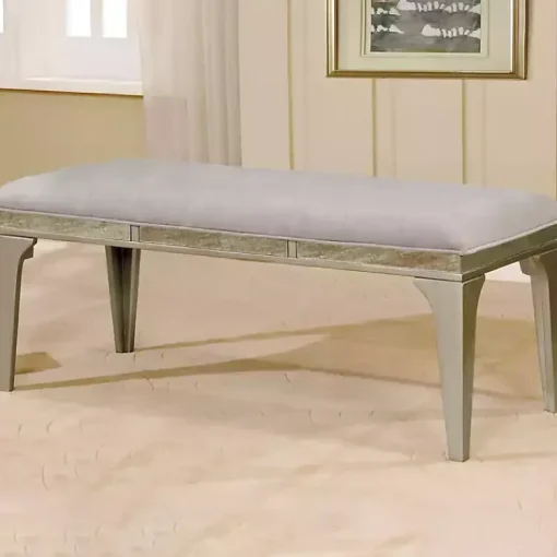 Kirklands Home Dining Chairs|Tufted Upholstered Silver Dining Bench Gray