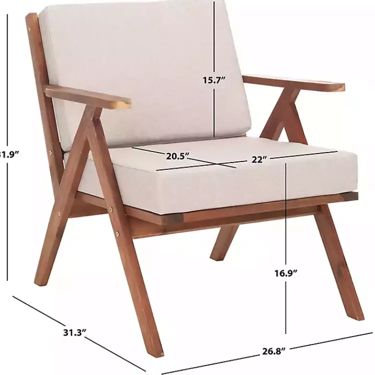 Kirklands Home Outdoor Seating|Upholstered Acacia Wood Outdoor Chair Gray