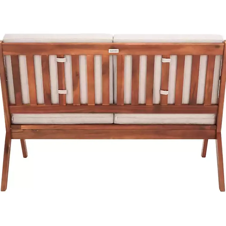 Kirklands Home Outdoor Seating|Upholstered Acacia Wood Outdoor Loveseat Gray