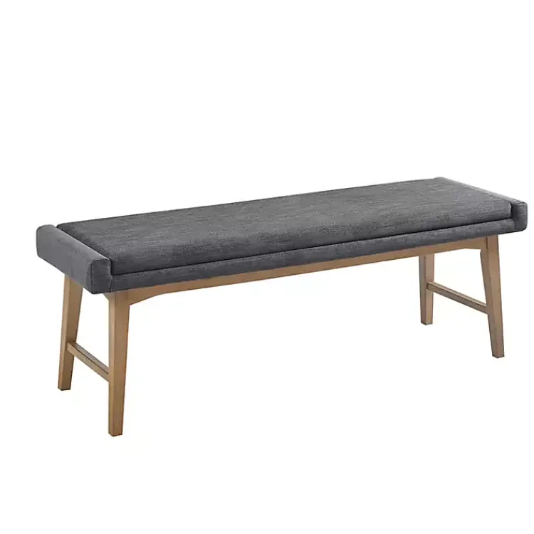 Kirklands Home Benches & Ottomans|Upholstered and Wood Legs Bench Gray