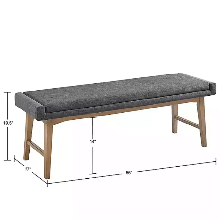 Kirklands Home Benches & Ottomans|Upholstered and Wood Legs Bench Gray
