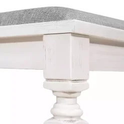 Kirklands Home Dining Chairs|Upholstered Antique White Quin Bench Gray