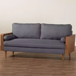 Kirklands Home Sofas & Loveseats|Upholstered Harley Walnut Sofa Gray