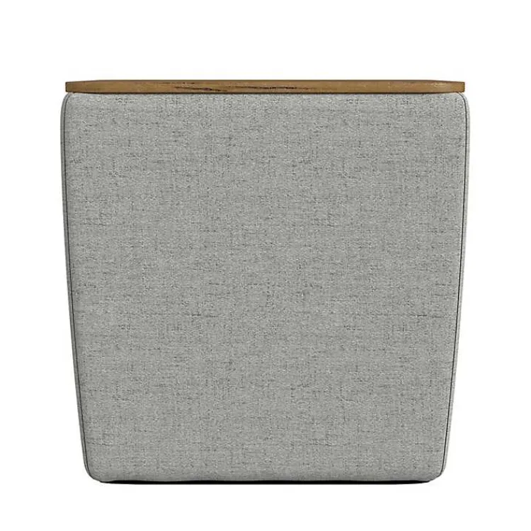 Kirklands Home Benches & Ottomans|Upholstered Storage Ottoman with Wood Lid Gray
