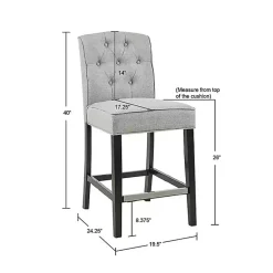 Kirklands Home Bar Stools & Counter Height Stools|Upholstered Tufted Button Back Counter Stool Gray