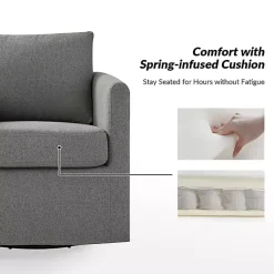 Kirklands Home Accent Chairs|Upholstered Vasser Slipcover Swivel Chair Gray