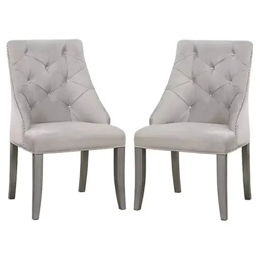 Kirklands Home Dining Chairs|Upholstered Wingback Dining Chairs, Set of 2 Gray