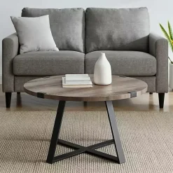Kirklands Home Coffee Tables|Urban Rustic Round Coffee Table Gray