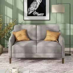 Kirklands Home Sofas & Loveseats|Velvet Upholstered Modern Loveseat Gray