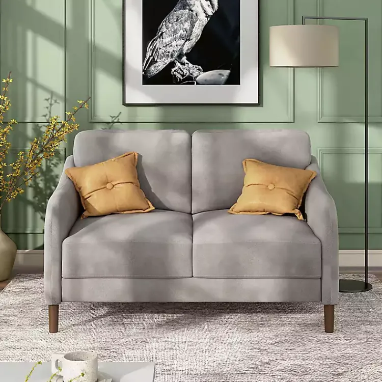 Kirklands Home Sofas & Loveseats|Velvet Upholstered Modern Loveseat Gray