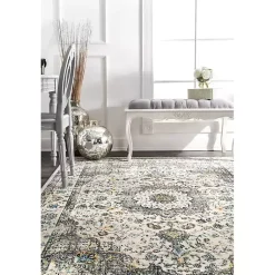 Kirklands Home Area Rugs|Gray Verona Medallion Area Rug, 5x7