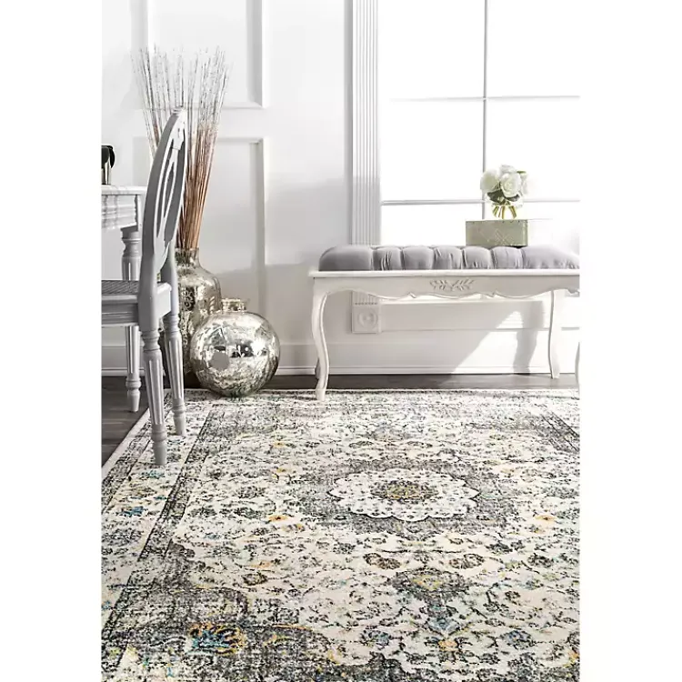 Kirklands Home Area Rugs|Gray Verona Medallion Area Rug, 5x7