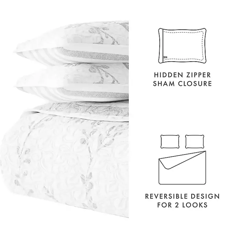 Kirklands Home Quilts|Gray Vines Reversible 2-pc. Twin Quilt Set