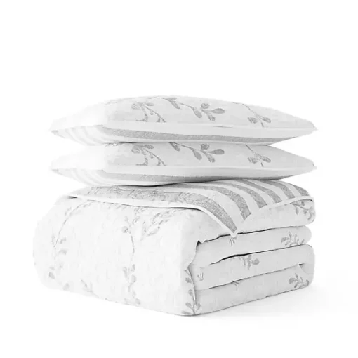 Kirklands Home Quilts|Gray Vines Reversible 3-pc. Queen Quilt Set