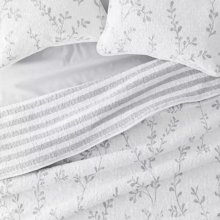 Kirklands Home Quilts|Gray Vines Reversible 3-pc. King Quilt Set