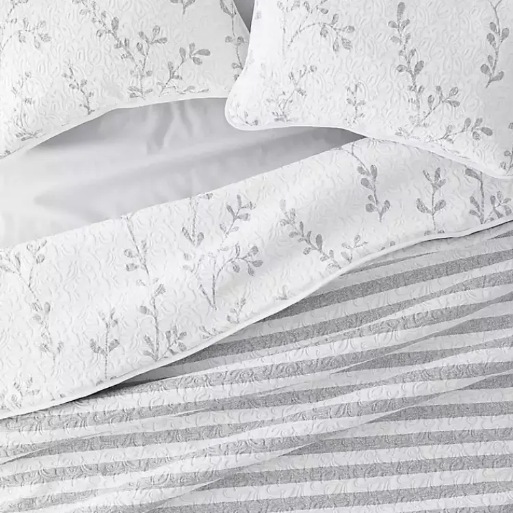 Kirklands Home Quilts|Gray Vines Reversible 3-pc. King Quilt Set