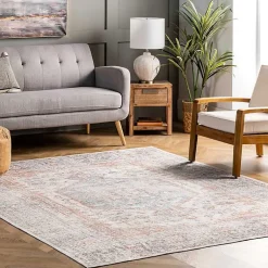 Kirklands Home Area Rugs|Vintage Floral Washable Area Rug, 8x10 Gray