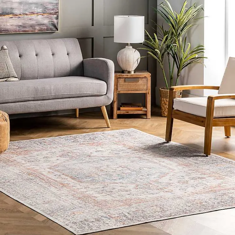 Kirklands Home Area Rugs|Vintage Floral Washable Area Rug, 8x10 Gray