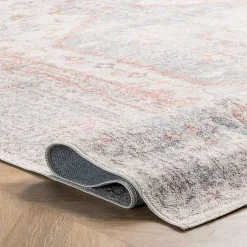 Kirklands Home Area Rugs|Vintage Floral Washable Area Rug, 8x10 Gray