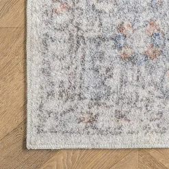 Kirklands Home Area Rugs|Vintage Floral Washable Area Rug, 8x10 Gray