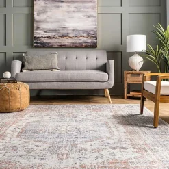Kirklands Home Area Rugs|Vintage Floral Washable Area Rug, 8x10 Gray