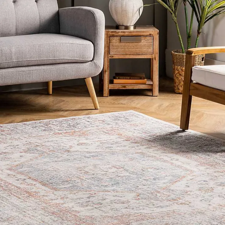 Kirklands Home Area Rugs|Vintage Floral Washable Area Rug, 8x10 Gray