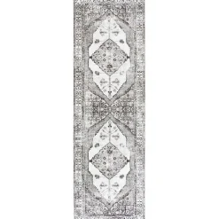 Kirklands Home Area Rugs|Gray Vintage Medallion Washable Runner