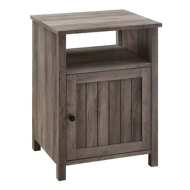 Kirklands Home Accent & End Tables|Wash Grooved Door Side Table Gray