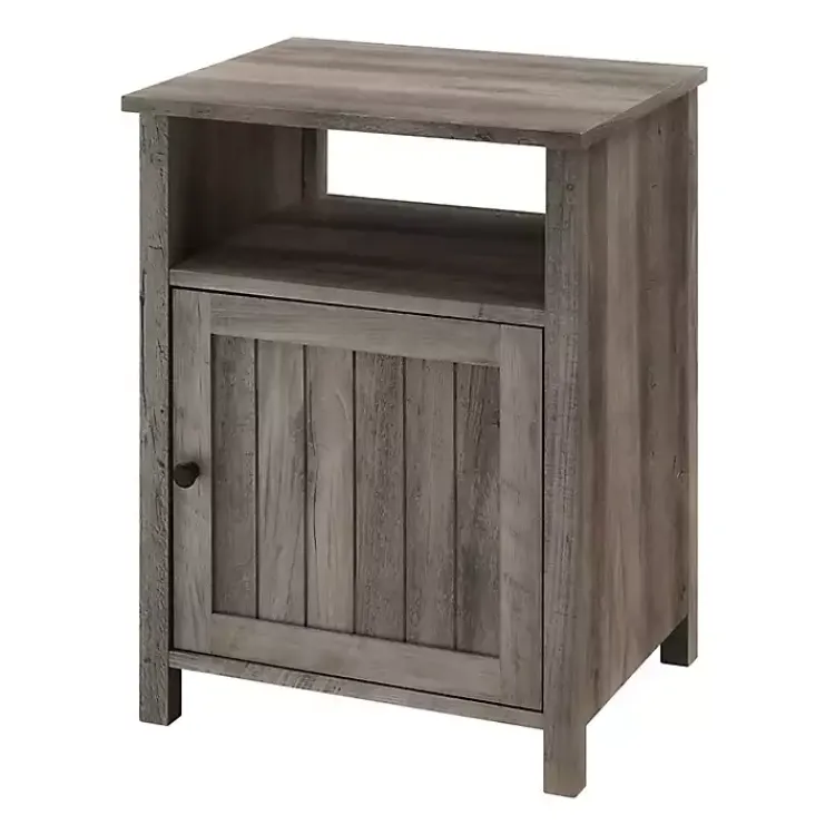 Kirklands Home Accent & End Tables|Wash Grooved Door Side Table Gray