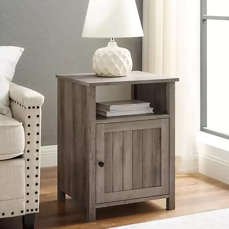 Kirklands Home Accent & End Tables|Wash Grooved Door Side Table Gray