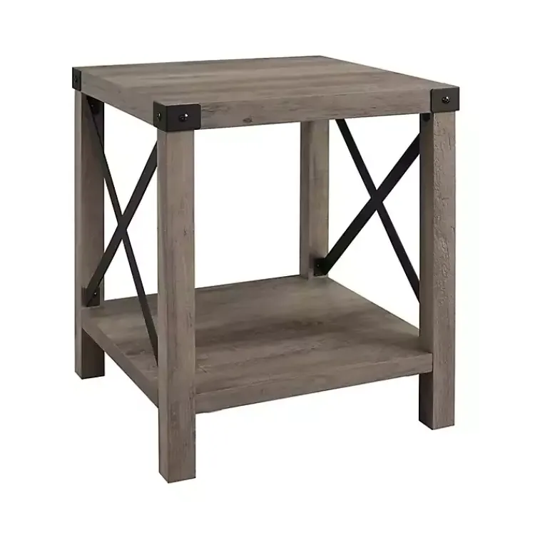 Kirklands Home Accent & End Tables|Wash Industrial X-Frame Accent Table Gray