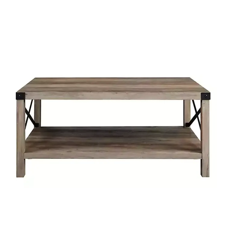 Kirklands Home Coffee Tables|Wash Industrial X-Frame Coffee Table Gray