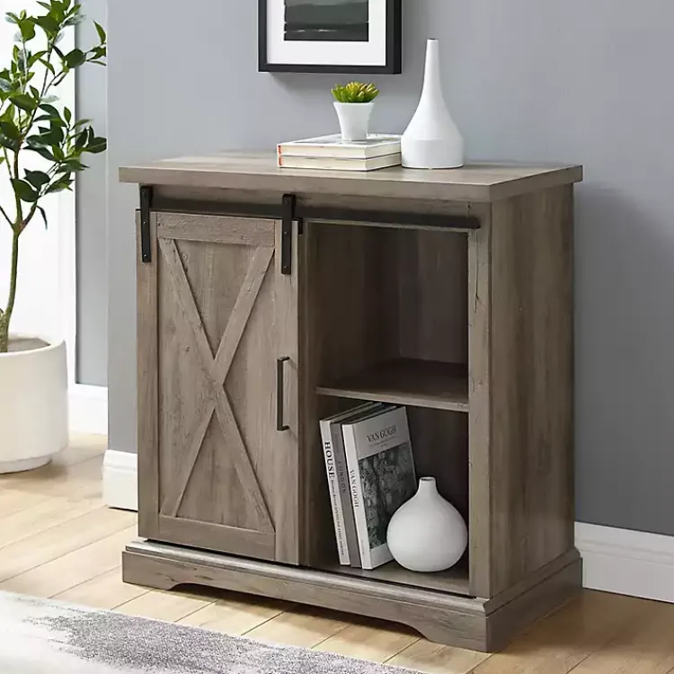 Kirklands Home Cabinets & Sideboards|Wash Sliding Barn Door Cabinet Gray