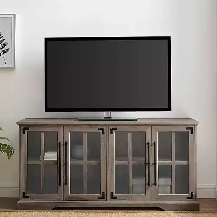 Kirklands Home Tv Stands & Media Consoles|Wash Window 4-Door TV Stand Gray