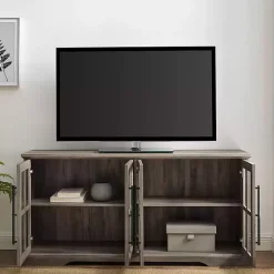 Kirklands Home Tv Stands & Media Consoles|Wash Window 4-Door TV Stand Gray