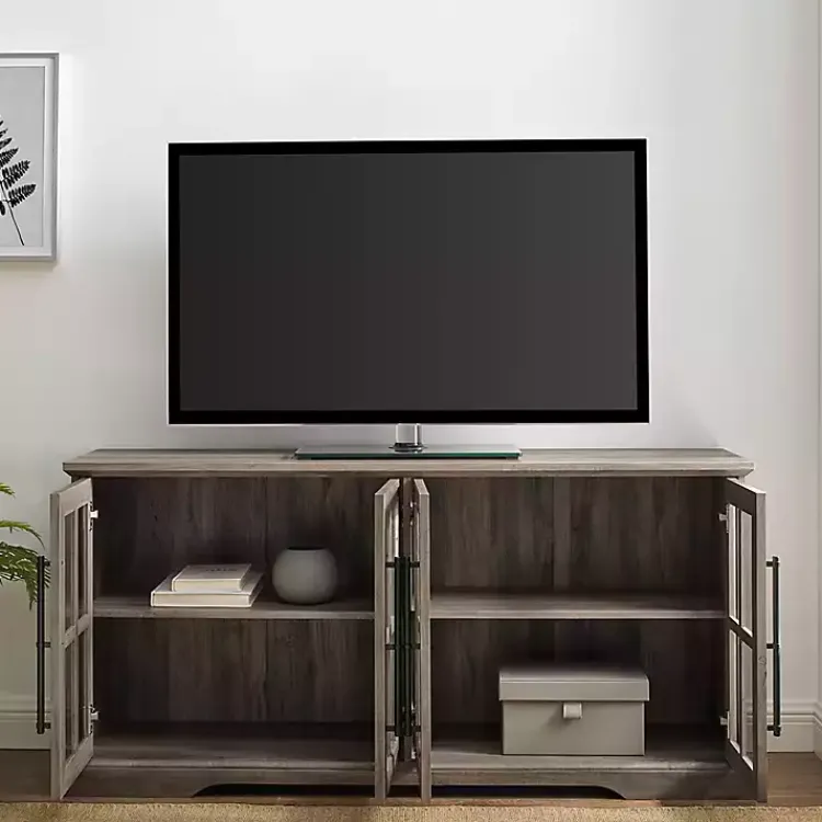 Kirklands Home Tv Stands & Media Consoles|Wash Window 4-Door TV Stand Gray