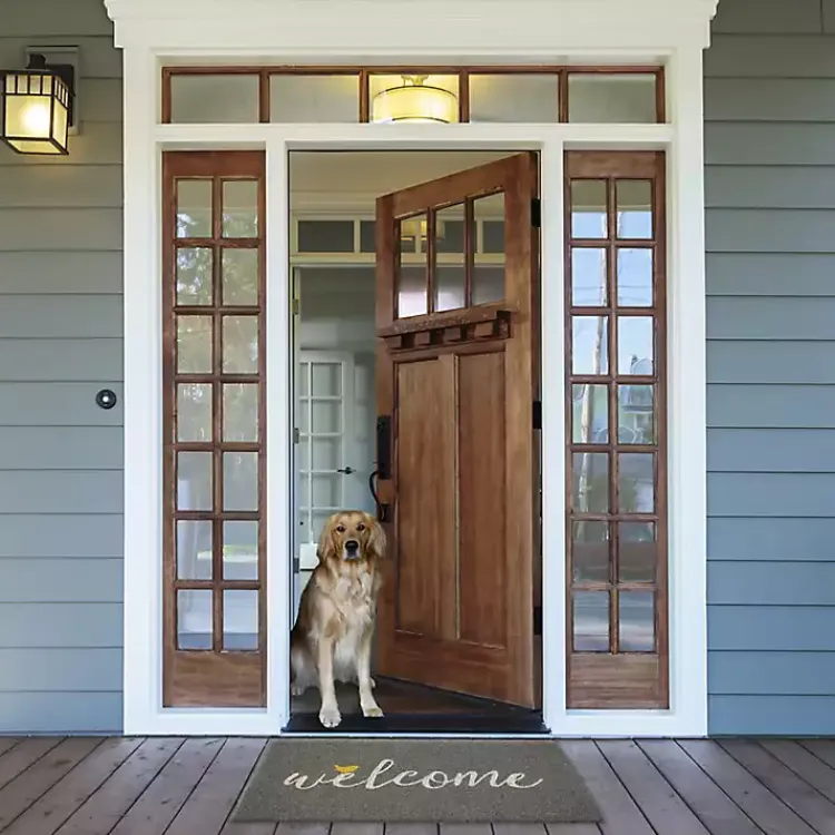 Kirklands Home Doormats|Gray Welcome Bird Coir Doormat