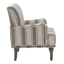 Kirklands Home Accent Chairs|Gray White Stripe Upholstered Accent Chair