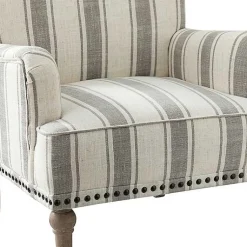 Kirklands Home Accent Chairs|Gray White Stripe Upholstered Accent Chair