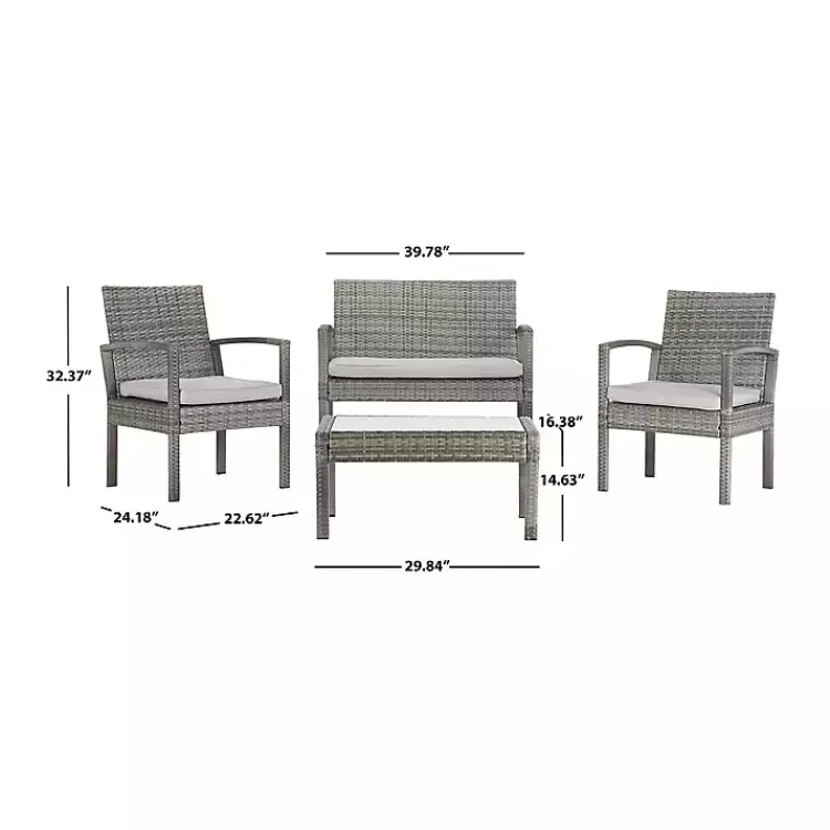 Kirklands Home Outdoor Sets|Wicker Frame 4-pc. Outdoor Living Set Gray