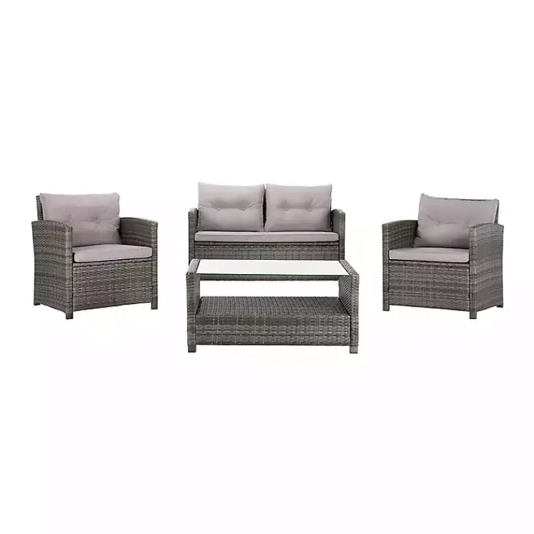 Kirklands Home Outdoor Sets|Wicker 4-pc. Deluxe Outdoor Living Set Gray