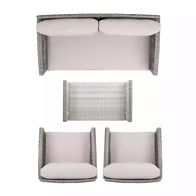 Kirklands Home Outdoor Sets|Wicker 4-pc. Deluxe Outdoor Living Set Gray