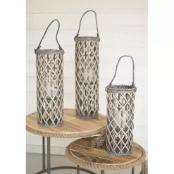 Hot Willow Lanterns with Glass Pillars, Set of 3 Lanterns
